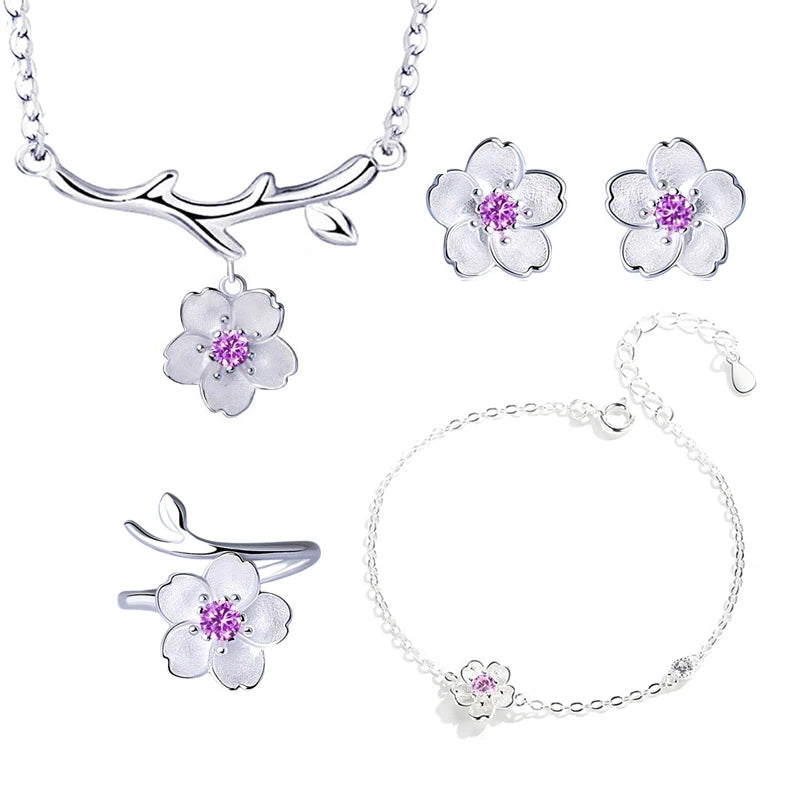 Sakura set ogrlica, narukvica, naušnice i prstena