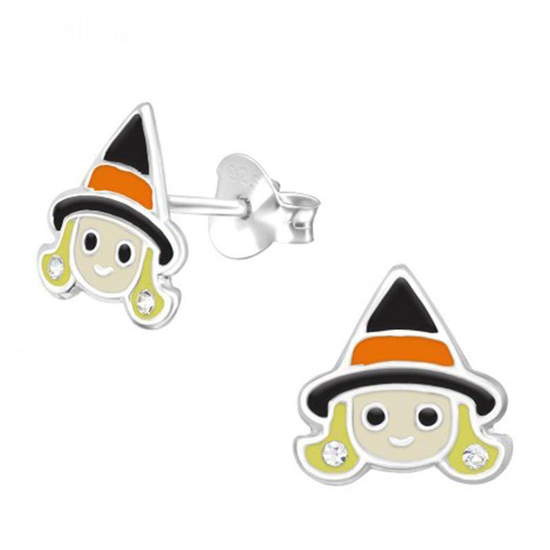 Srebrne Halloween naušnice Witch