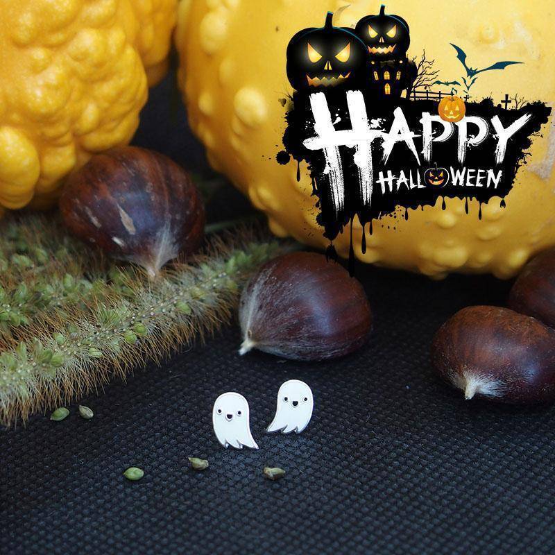 Stříbrné halloweenské náušnice Duch