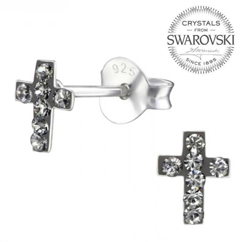 Swarovski srebrni uhani Križ