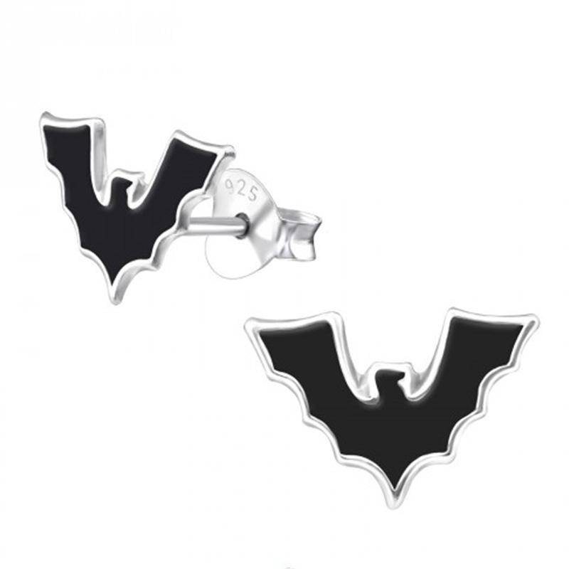 Srebrni Halloween uhani Netopir