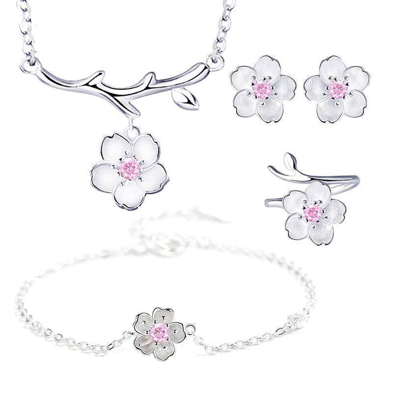 Sakura set ogrlica, narukvica, naušnice i prstena
