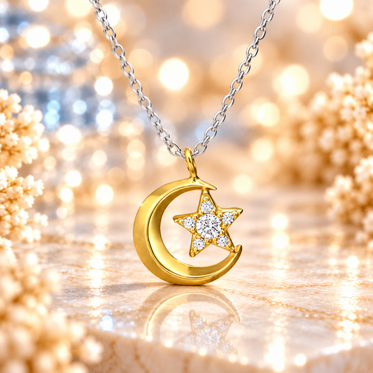 Strieborný náhrdelník Hvězdné nebe s 24-karátovým zlatom