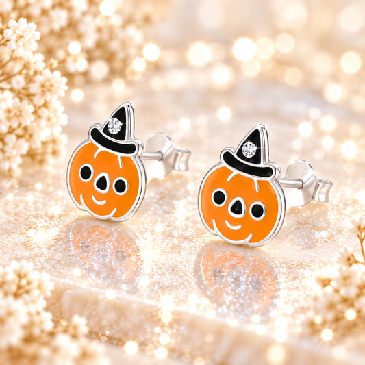 Srebrni Halloween uhani Buča