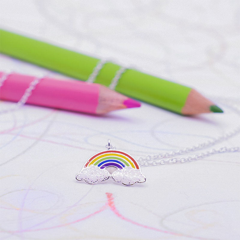 Silbernes Kinderhalsband Regenbogen