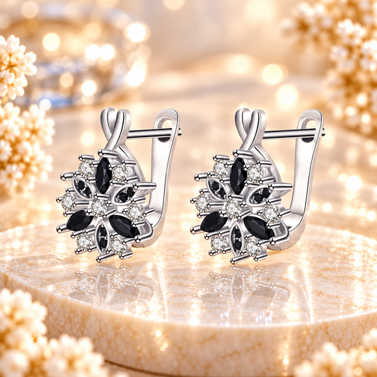 Black&White Silberohrringe Magische Blume