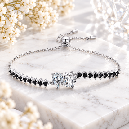Black & White srebrna zapestnica Diamantni preplet