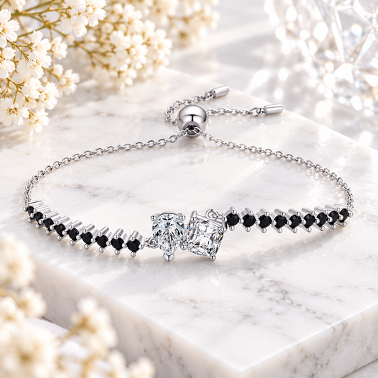 Black & White srebrna zapestnica Diamantni preplet