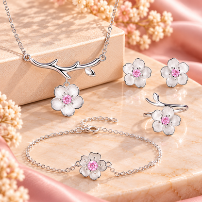 Set verižice, zapestnice, uhanov in prstana Sakura